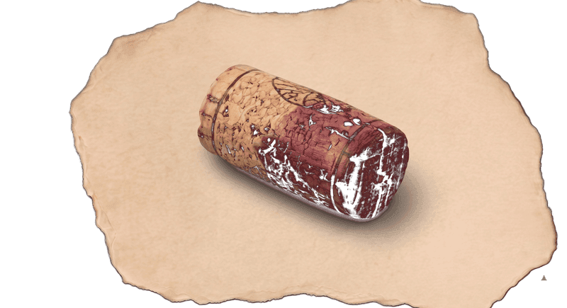 Wine cork on torn paper
